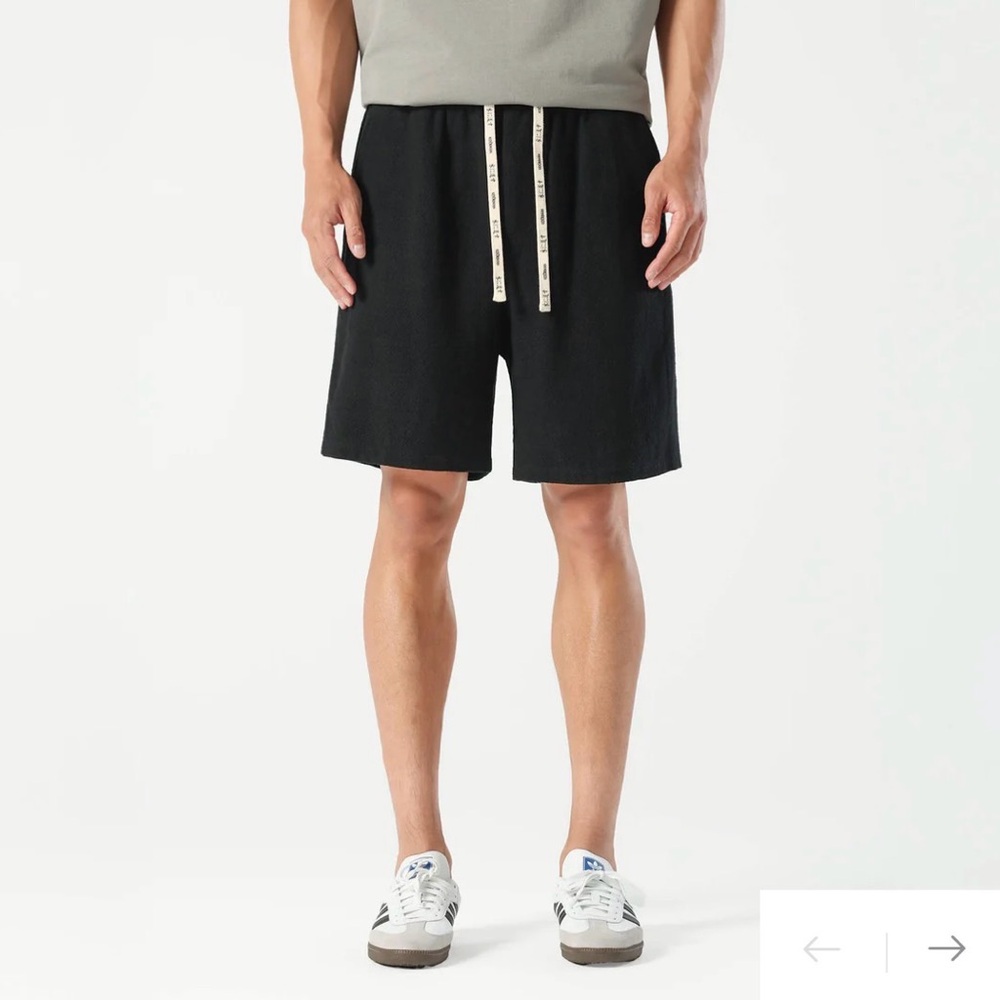Kidoriman Atoji Shorts Athletic Black w/ logo leather tipped Drawstring fits S-M